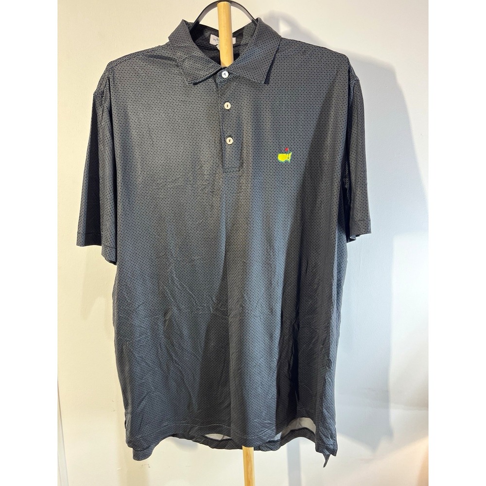 Peter Millar Masters Golf Polo Mens Large Black Gray Augusta National Logo Shirt